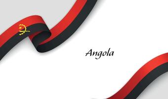 Curved ribbon with fllag of Angola on white background vector