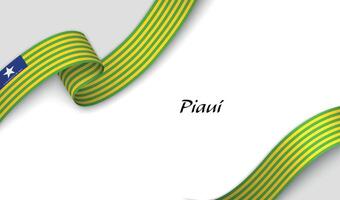 Curved ribbon with fllag of Piaui is a state of Brazil on white background vector