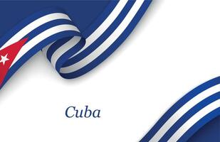 Ribbon with fllag of Cuba on white background vector