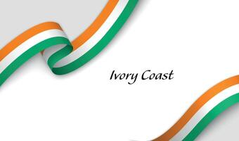 Curved ribbon with fllag of Ivory Coast on white background vector