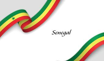 Curved ribbon with fllag of Senegal on white background vector