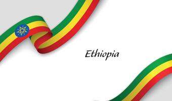 Curved ribbon with fllag of Ethiopia on white background vector
