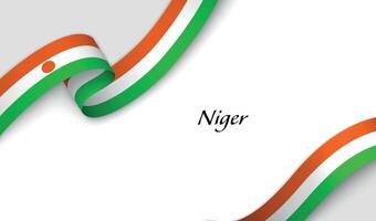 Curved ribbon with fllag of Niger on white background vector