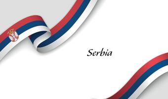 Ribbon with fllag of Serbia on white background vector