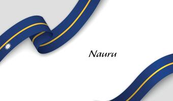 Curved ribbon with fllag of Nauru on white background vector