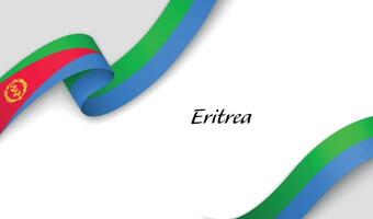 Curved ribbon with fllag of Eritrea on white background vector