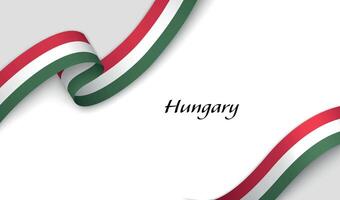 Ribbon with fllag of Hungary on white background vector