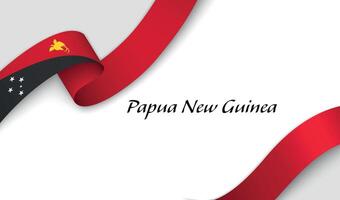 Curved ribbon with fllag of Papua New Guinea on white background vector