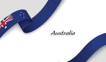 Curved ribbon with fllag of Australia on white background vector