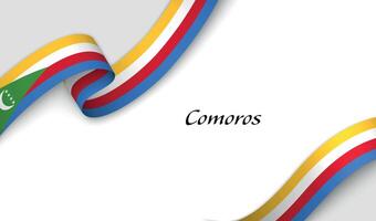 Curved ribbon with fllag of Comoros on white background vector