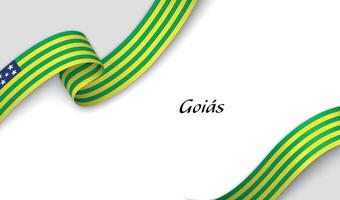 Curved ribbon with fllag of Goias is a state of Brazil on white background vector