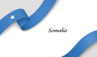 Curved ribbon with fllag of Somalia on white background vector