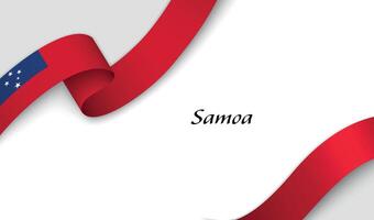 Curved ribbon with fllag of Samoa on white background vector