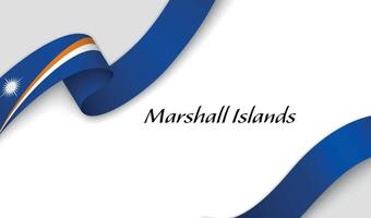 Curved ribbon with fllag of Marshall Islands on white background vector