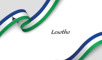 Curved ribbon with fllag of Lesotho on white background vector
