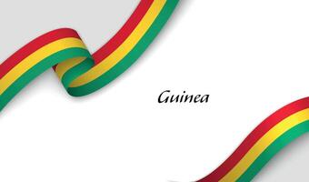 Curved ribbon with fllag of Guinea on white background vector