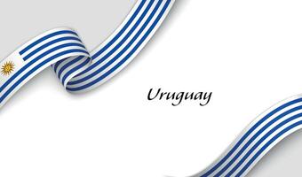 Curved ribbon with fllag of Uruguay on white background vector