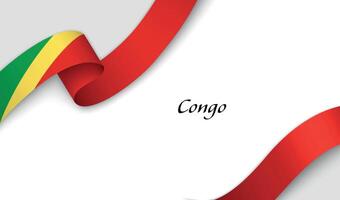 Curved ribbon with fllag of Congo on white background vector