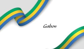 Curved ribbon with fllag of Gabon on white background vector