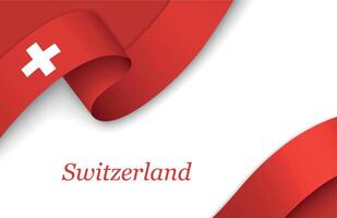 Ribbon with fllag of Switzerland on white background vector