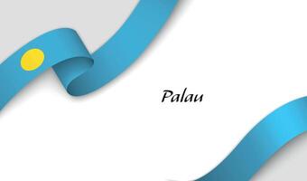 Curved ribbon with fllag of Palau on white background vector