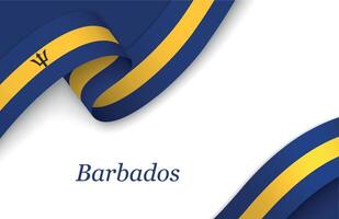 Ribbon with fllag of Barbados on white background vector