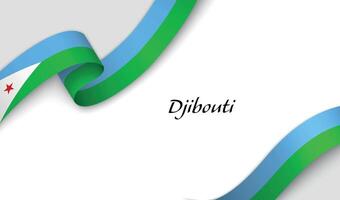 Curved ribbon with fllag of Djibouti on white background vector