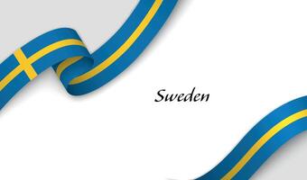 Ribbon with fllag of Sweden on white background vector