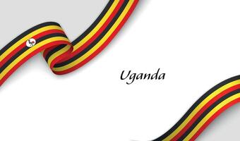Curved ribbon with fllag of Uganda on white background vector