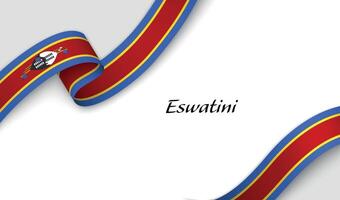 Curved ribbon with fllag of Eswatini on white background vector