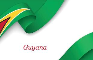 Ribbon with fllag of Guyana on white background vector