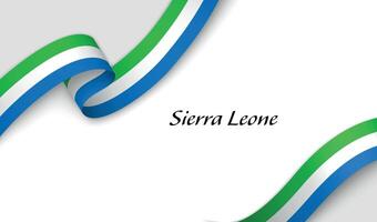 Curved ribbon with fllag of Sierra Leone on white background vector