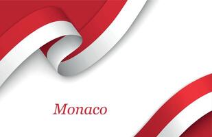 Ribbon with fllag of Monaco on white background vector