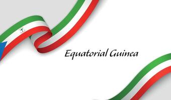 Curved ribbon with fllag of Equatorial Guinea on white background vector