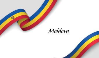 Ribbon with fllag of Moldova on white background vector