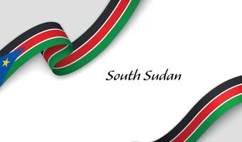 Curved ribbon with fllag of South Sudan on white background vector