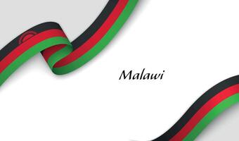 Curved ribbon with fllag of Malawi on white background vector