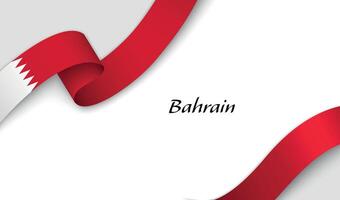 Curved ribbon with fllag of Bahrain on white background vector