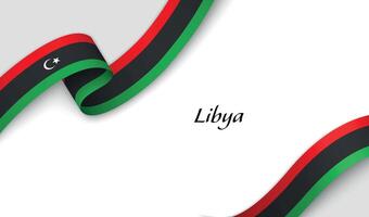 Curved ribbon with fllag of Libya on white background vector