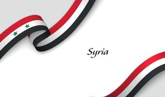 Curved ribbon with fllag of Syria on white background vector