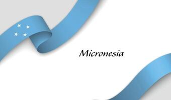 Curved ribbon with fllag of Micronesia on white background vector