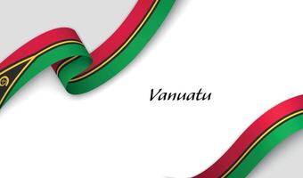 Curved ribbon with fllag of Vanuatu on white background vector