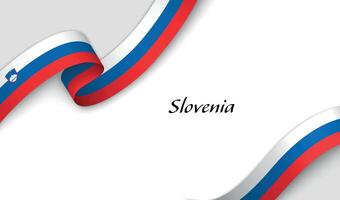 Ribbon with fllag of Slovenia on white background vector