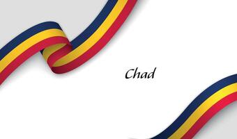 Curved ribbon with fllag of Chad on white background vector