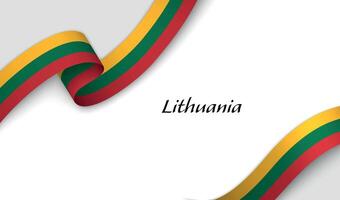 Ribbon with fllag of Lithuania on white background vector