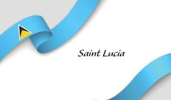 Curved ribbon with fllag of Saint Lucia on white background vector