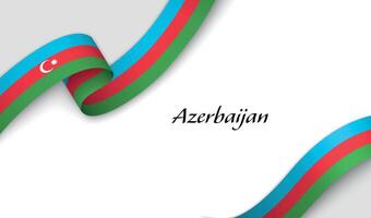 Ribbon with fllag of Azerbaijan on white background vector