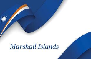 Ribbon with fllag of Marshall Islands on white background vector