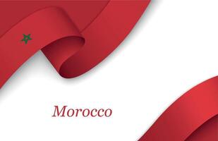 Ribbon with fllag of Morocco on white background vector