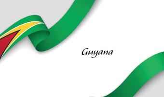 Curved ribbon with fllag of Guyana on white background vector